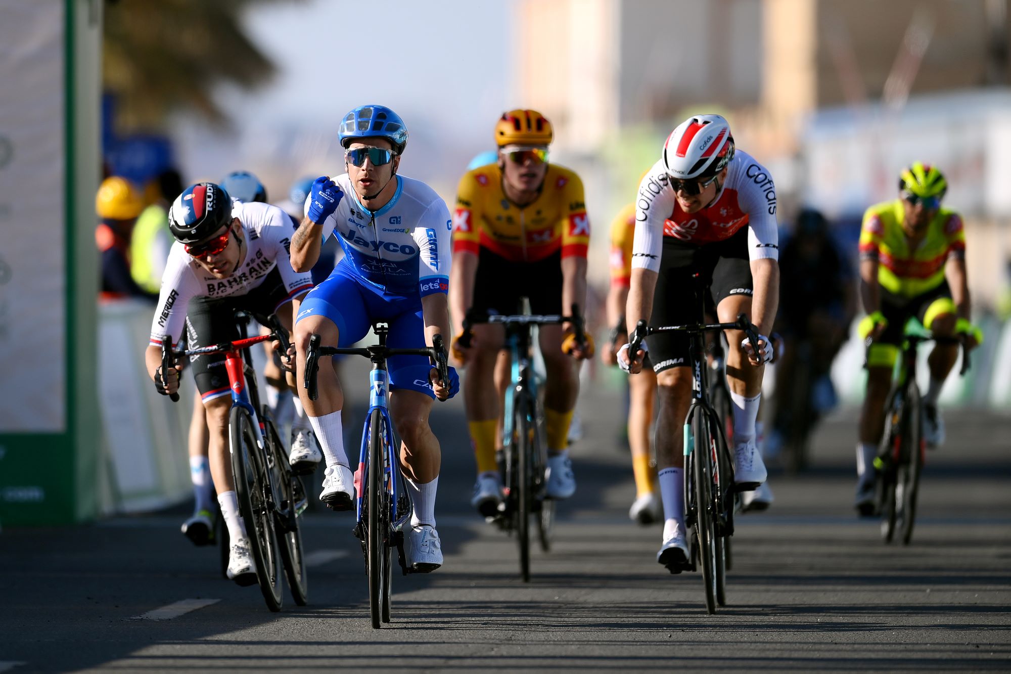 Dylan Groenewegen powers to victory in stage one of the Saudi Tour