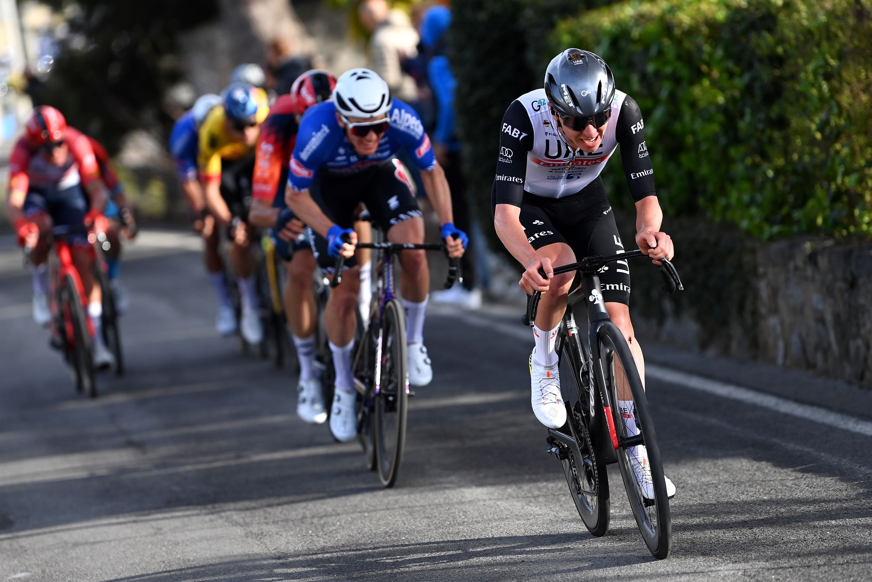 Tadej Pogacar attacks in Milan-San Remo