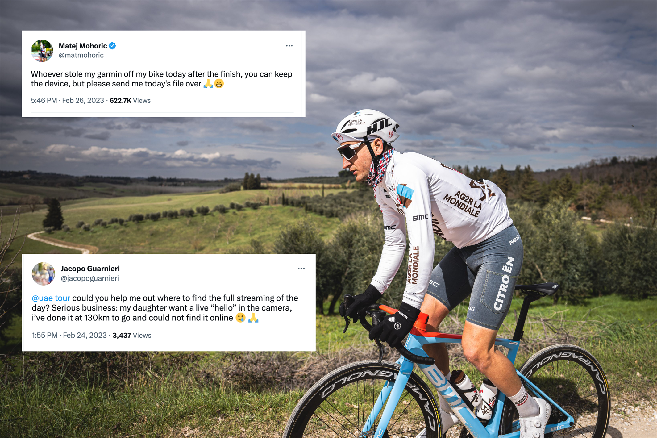 Tweets of the week: AG2R in denim, Matej Mohori&#269; loses his Garmin, and a dog kisses Tom Pidcock